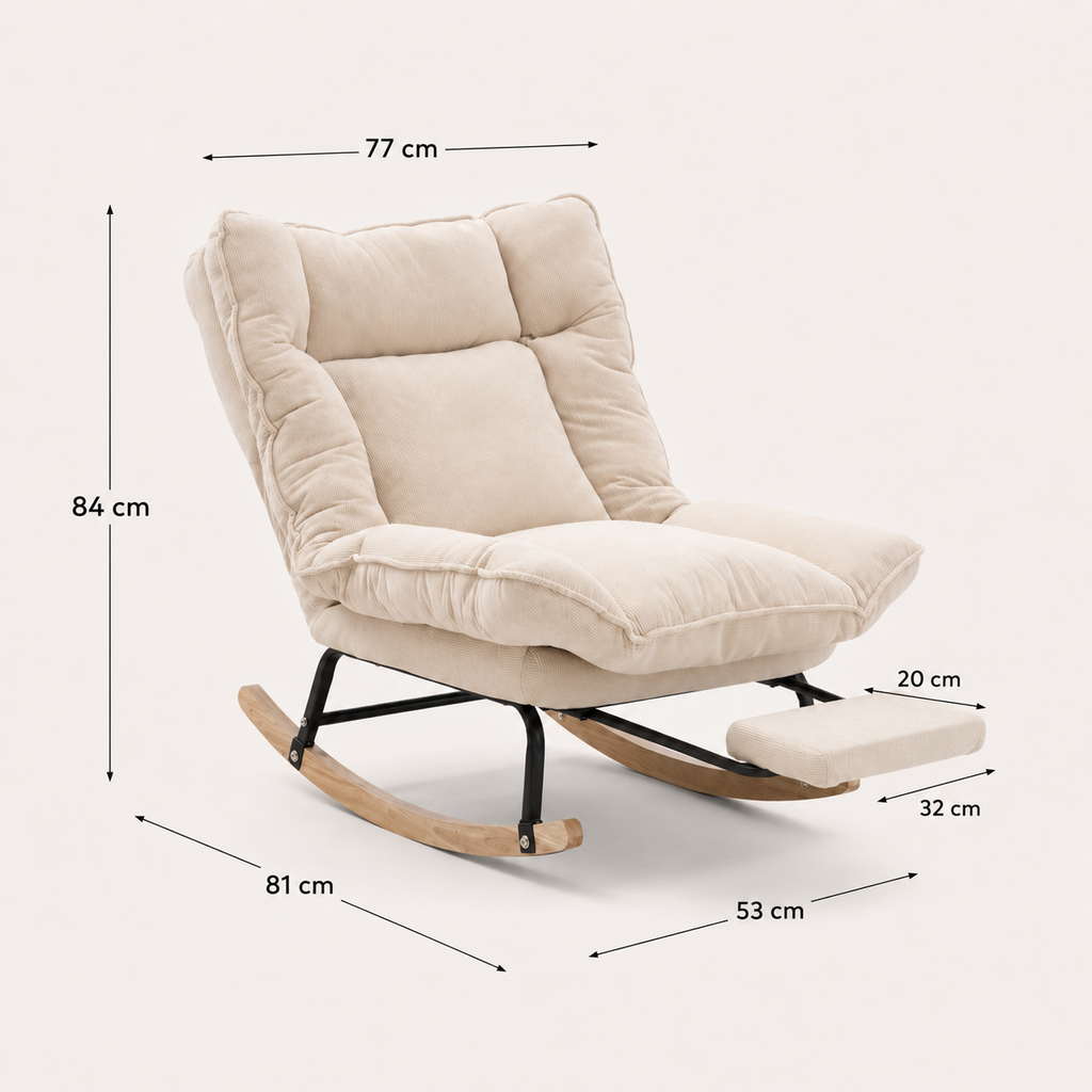 Fauteuil à bascule  inclinable en velours côtelé | Lena