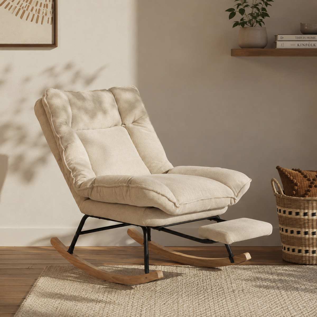 Fauteuil à bascule  inclinable en velours côtelé | Lena