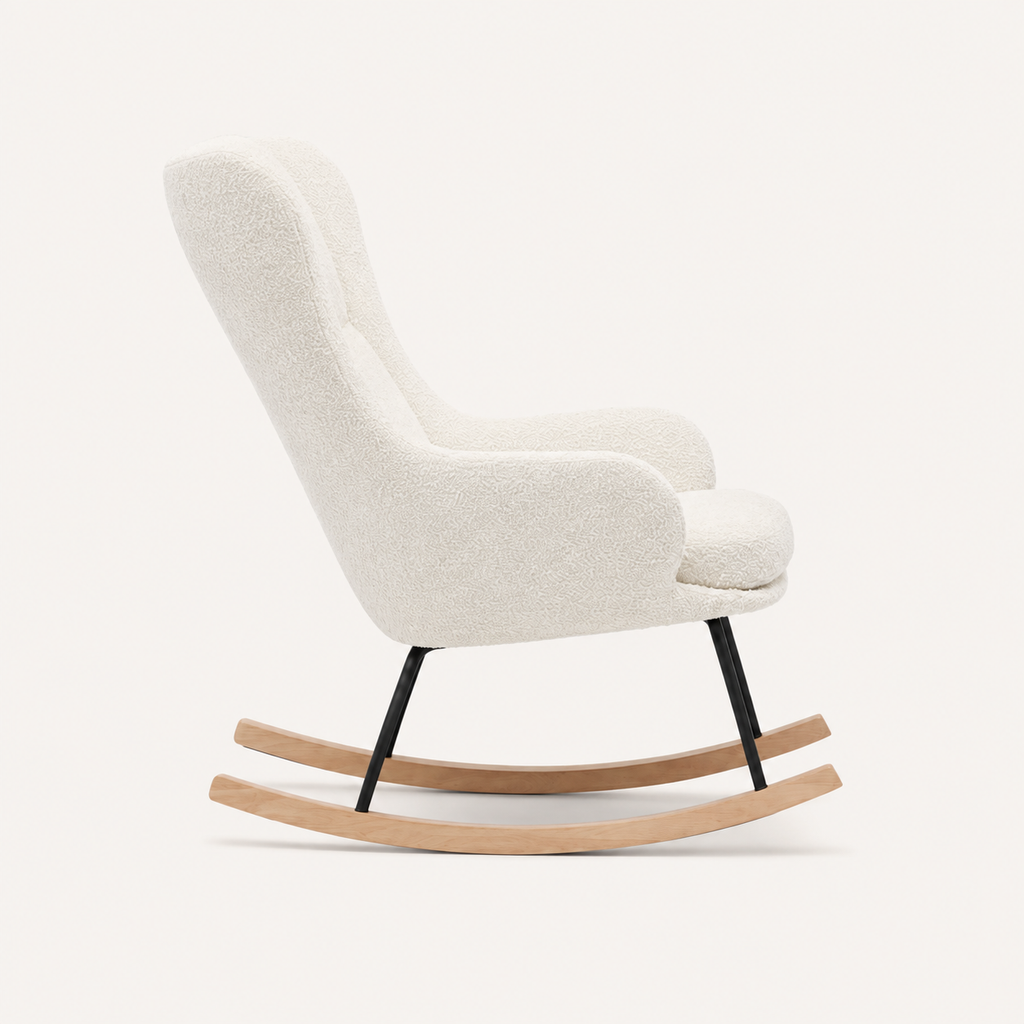 Fauteuil à bascule en bouclette à dossier haut | Iris
