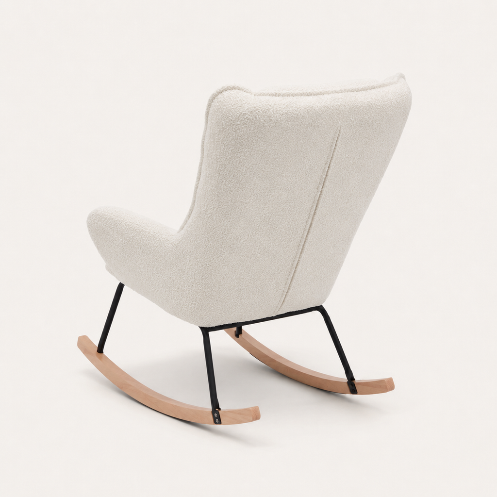 Fauteuil à bascule en bouclette à dossier haut | Iris
