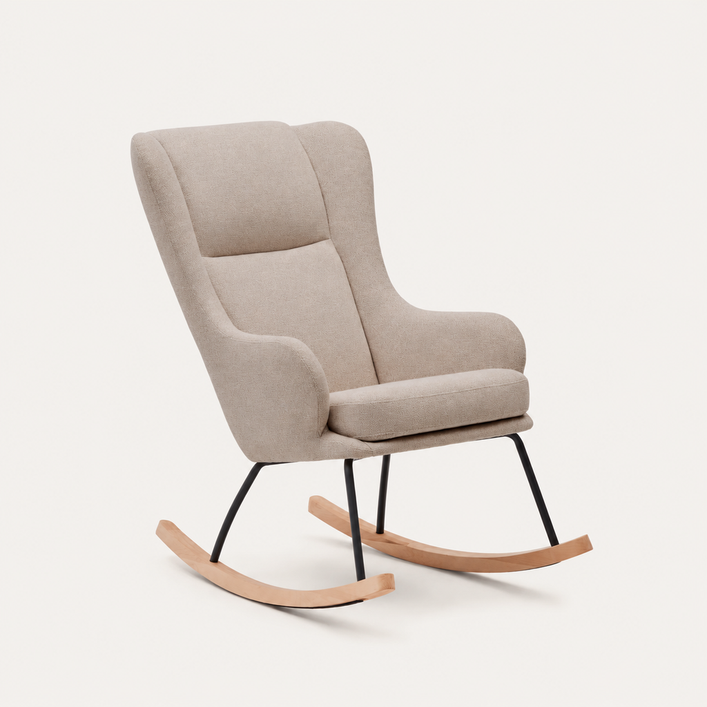 Fauteuil à bascule en bouclette à dossier haut | Iris
