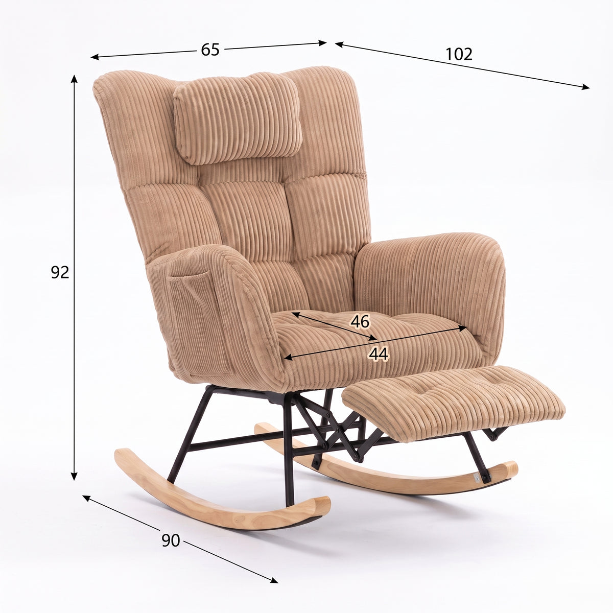 Fauteuil à Bascule en Velours avec Repose-Pieds | Elina