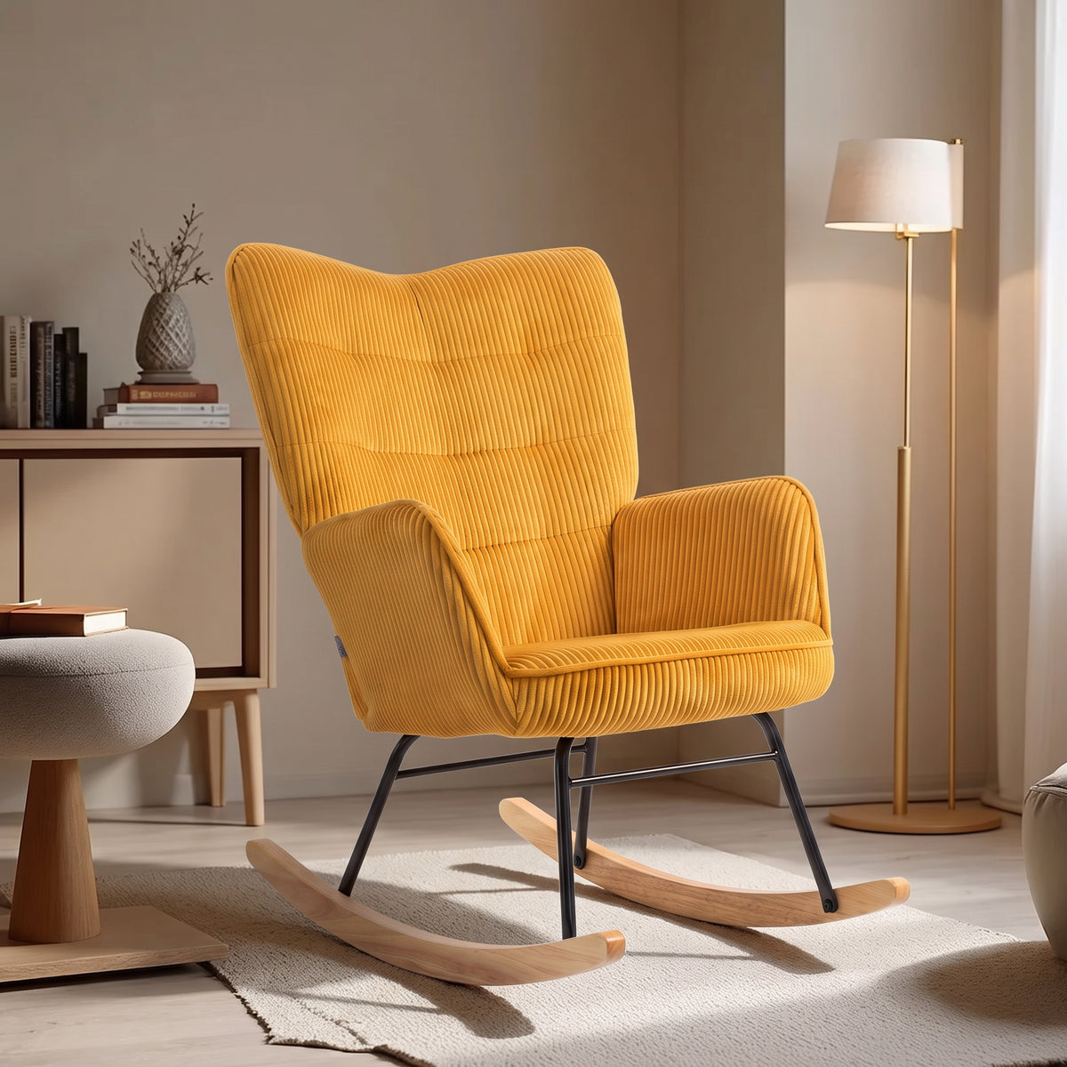 Fauteuil à Bascule Design en Tissu Côtelé | Amara