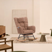 Fauteuil à Bascule en Velours avec Repose-Pieds | Elina