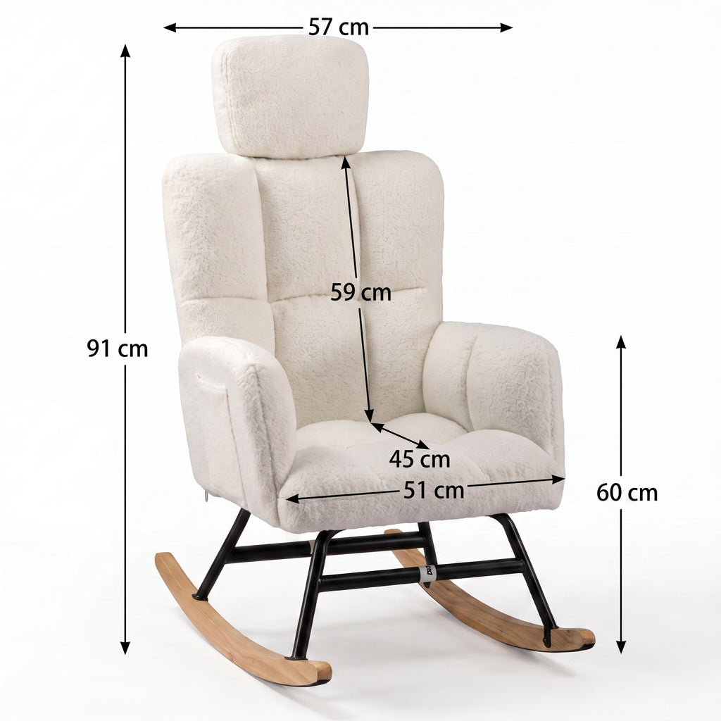 Fauteuil à Bascule Bouclette avec Appui-Tête | Nora
