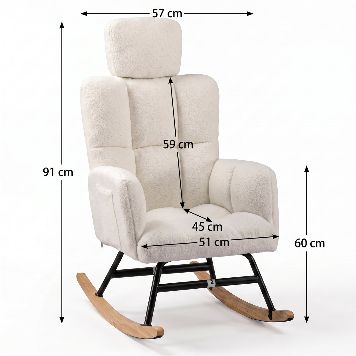 Fauteuil à Bascule Bouclette avec Appui-Tête | Nora