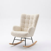 Fauteuil à bascule en tissu teddy capitonné | Neva
