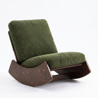 Fauteuil à bascule vintage en velours et bois massif | Sena
