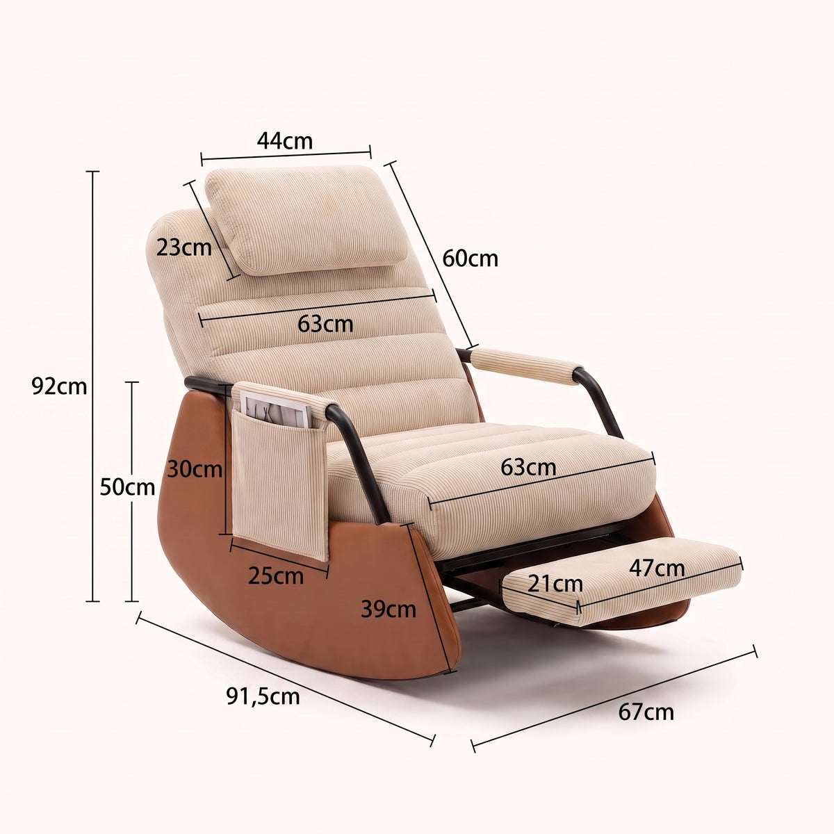 Fauteuil à Bascule Inclinable Velours Côtelé | Sova