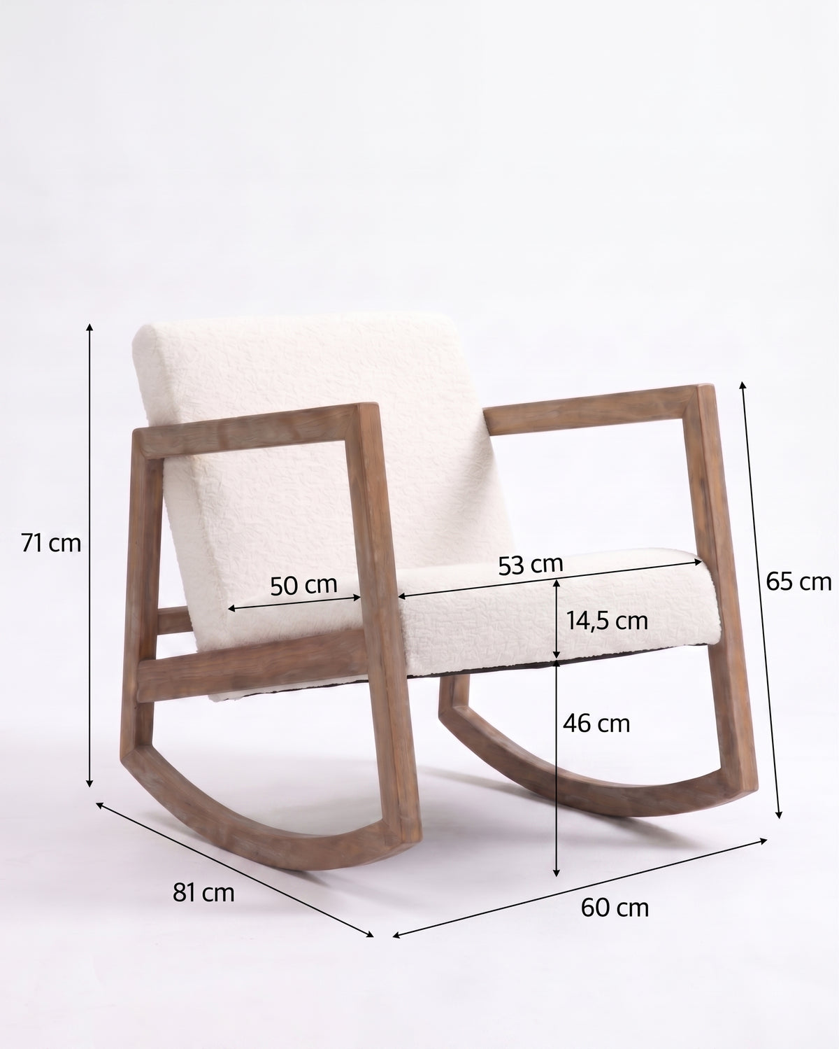 Fauteuil à bascule en bois massif et tissu | Yara