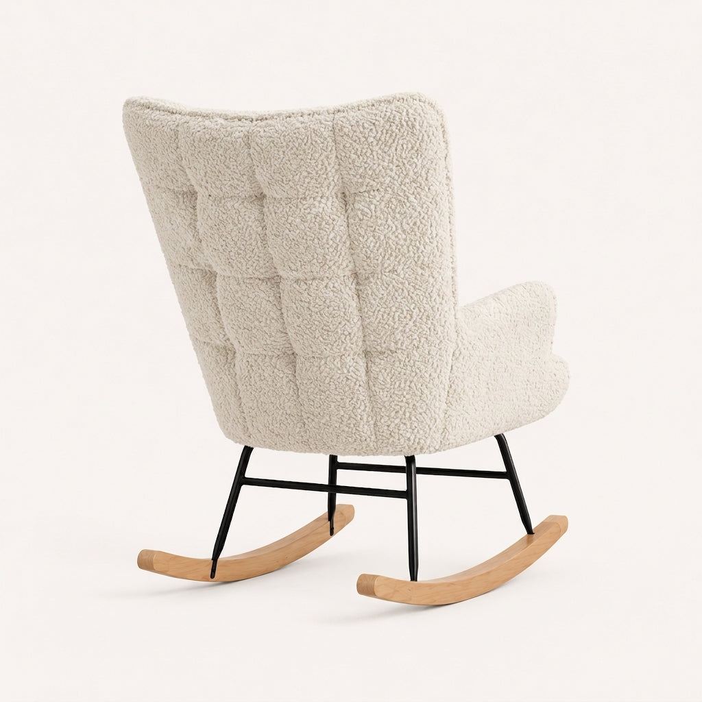 Fauteuil à bascule en tissu teddy capitonné | Neva