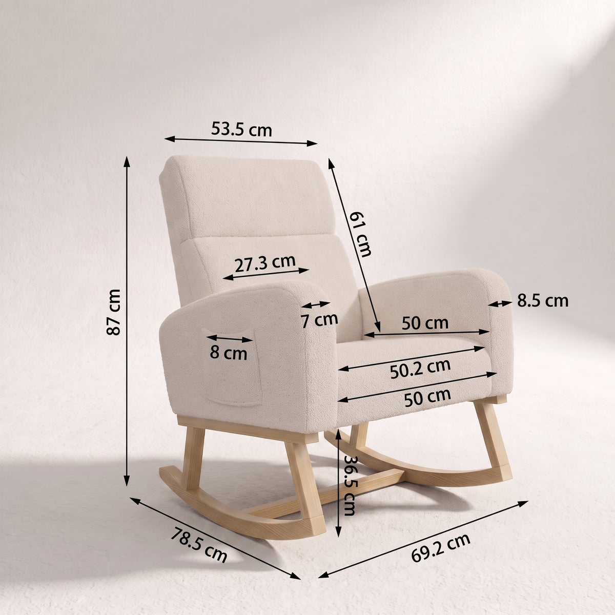 Fauteuil à bascule bouclette beige | Wenda