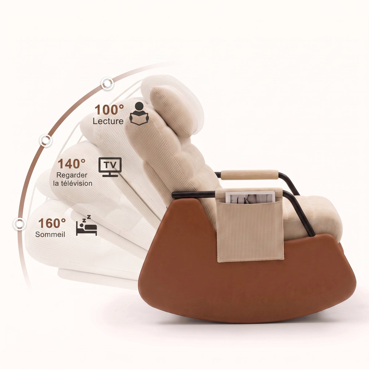 Fauteuil à Bascule Inclinable Velours Côtelé | Sova