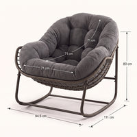 Fauteuil à bascule en rotin et velours côtelé | Nao