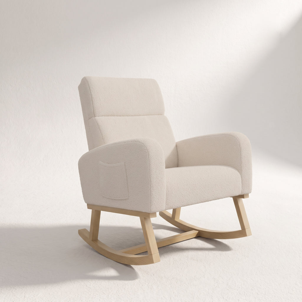 Fauteuil à bascule bouclette beige | Wenda