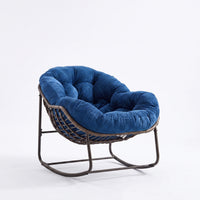 Fauteuil à bascule en rotin et velours côtelé | Nao