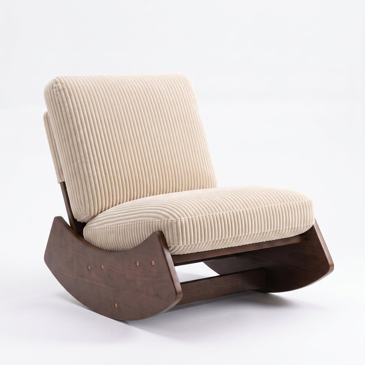 Fauteuil à bascule vintage en velours et bois massif | Sena