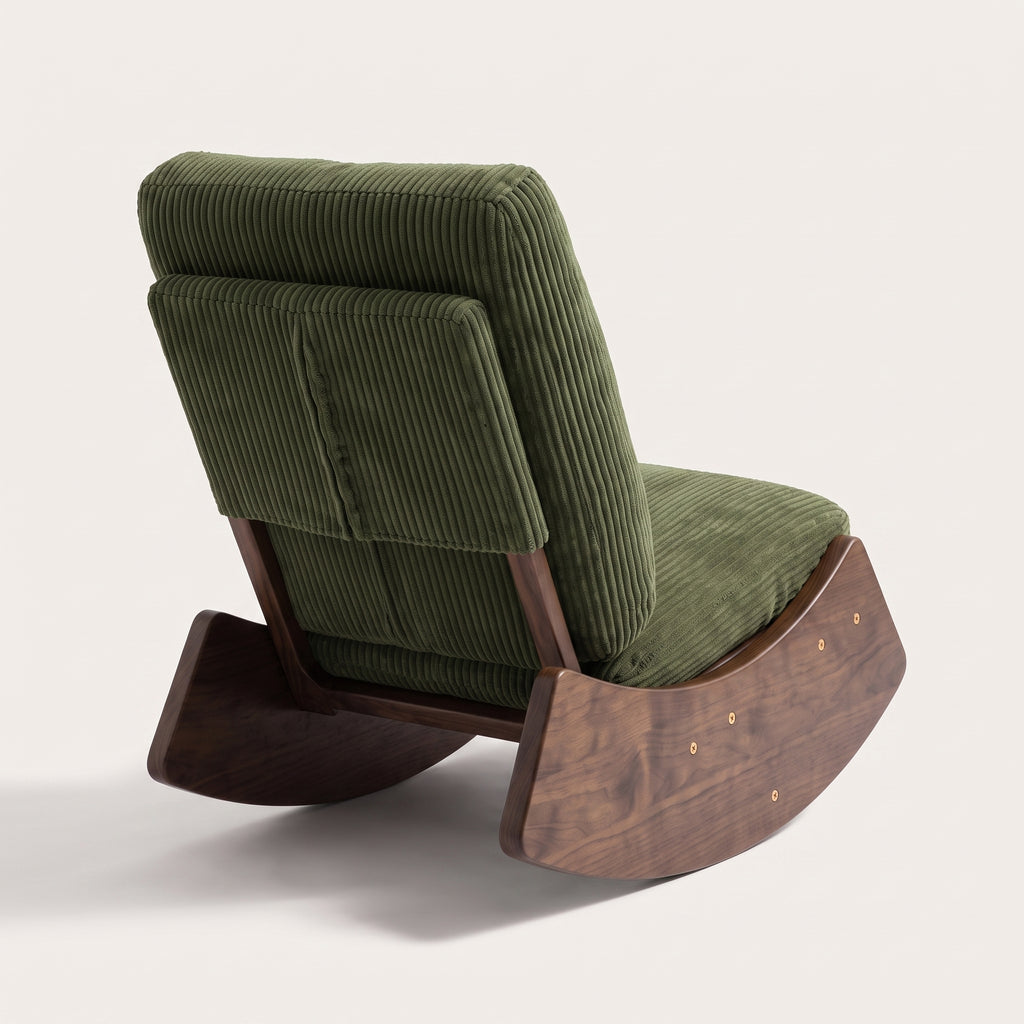 Fauteuil à bascule vintage en velours et bois massif | Sena