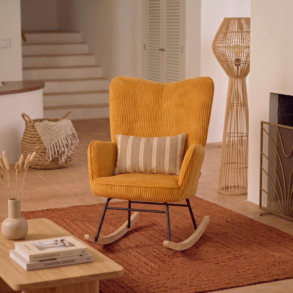 Fauteuil à Bascule Design en Tissu Côtelé | Amara