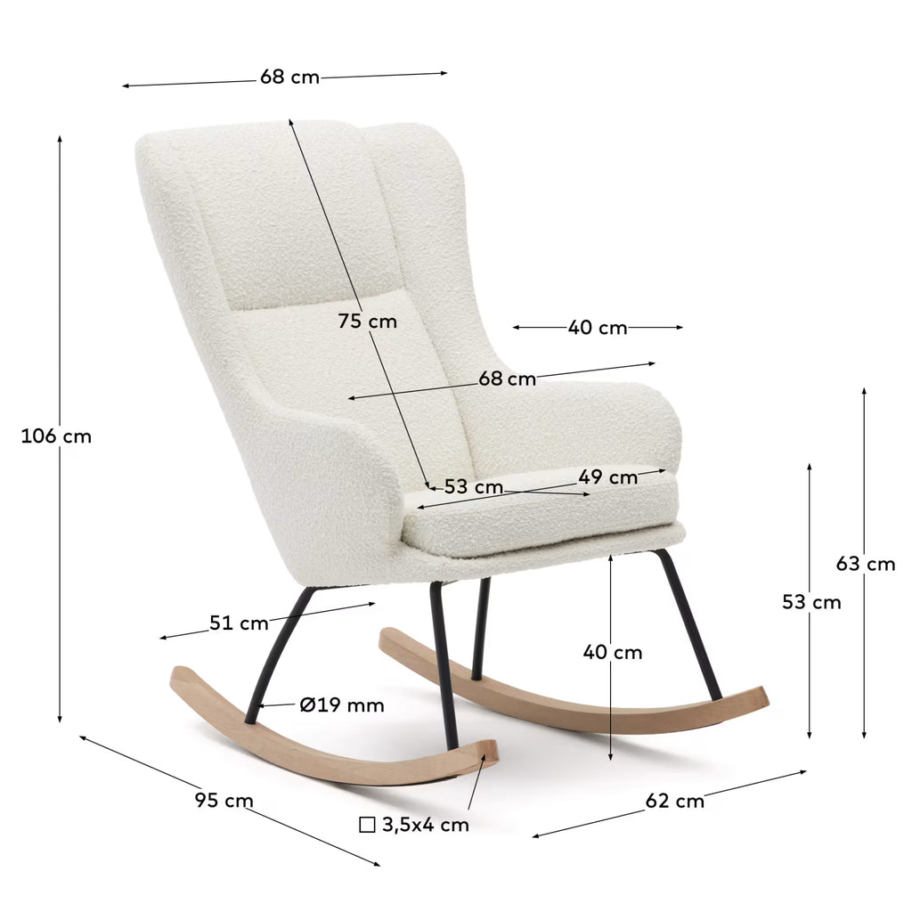 Fauteuil à bascule en bouclette à dossier haut | Iris