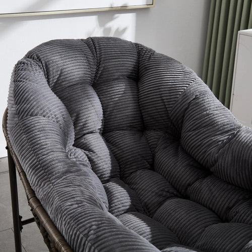 Fauteuil à bascule en rotin et velours côtelé | Nao